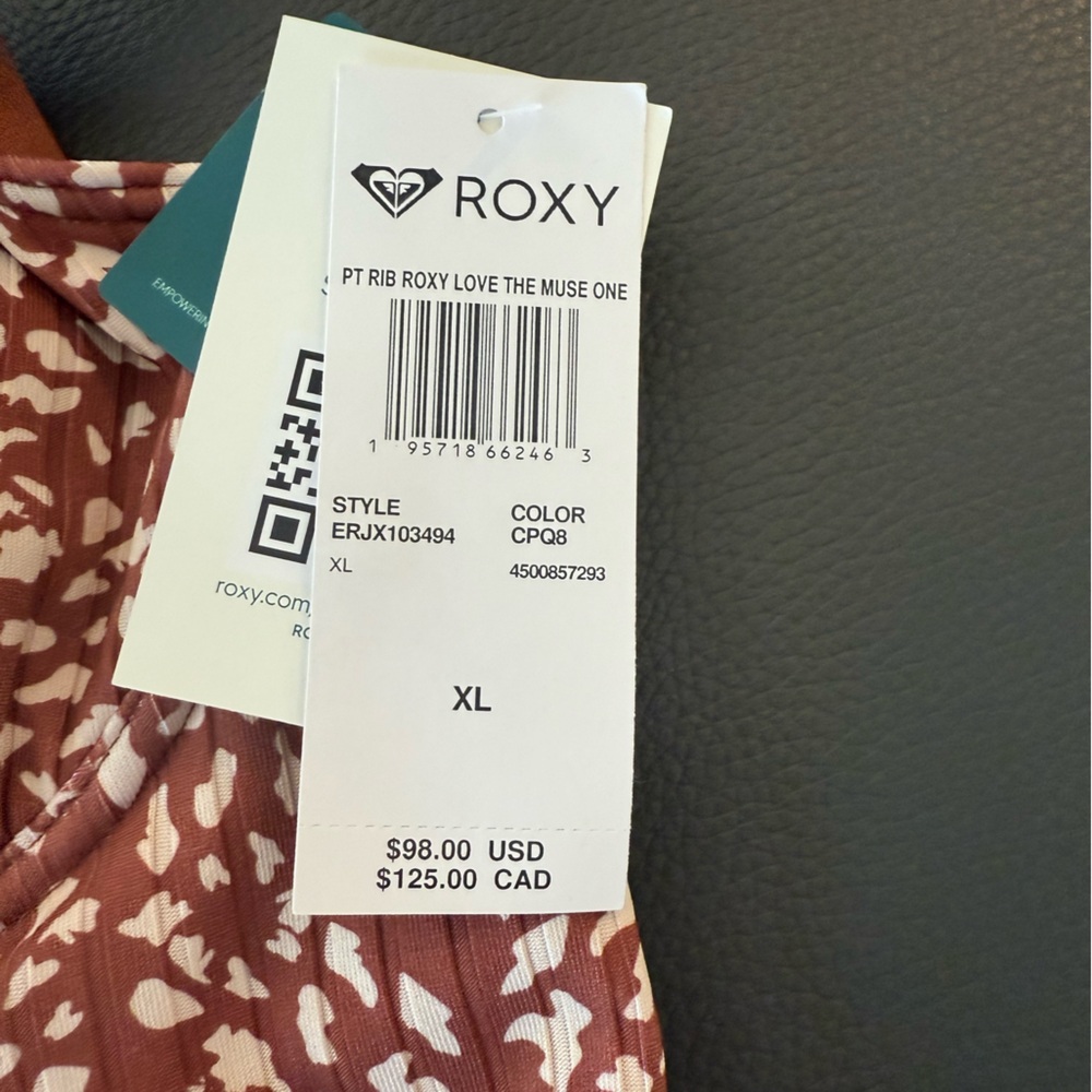 Roxy Brown and White One Piece Swimsuit - Picture 6 of 12